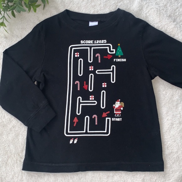 Gymboree Other - Gymboree 5 Black Gaming Santa Shirt EUC Holiday Christmas Top